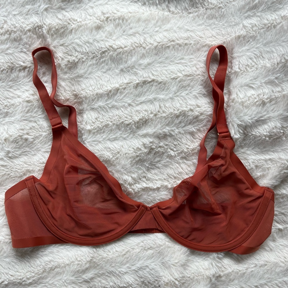 NEW CUUP Mesh Plunge Bra in Clay 38C